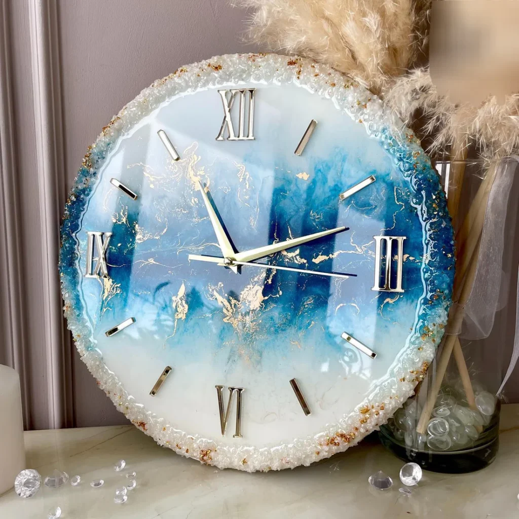Ocean Cream Harmony – Artisan Resin Luxe Clock - Image 2
