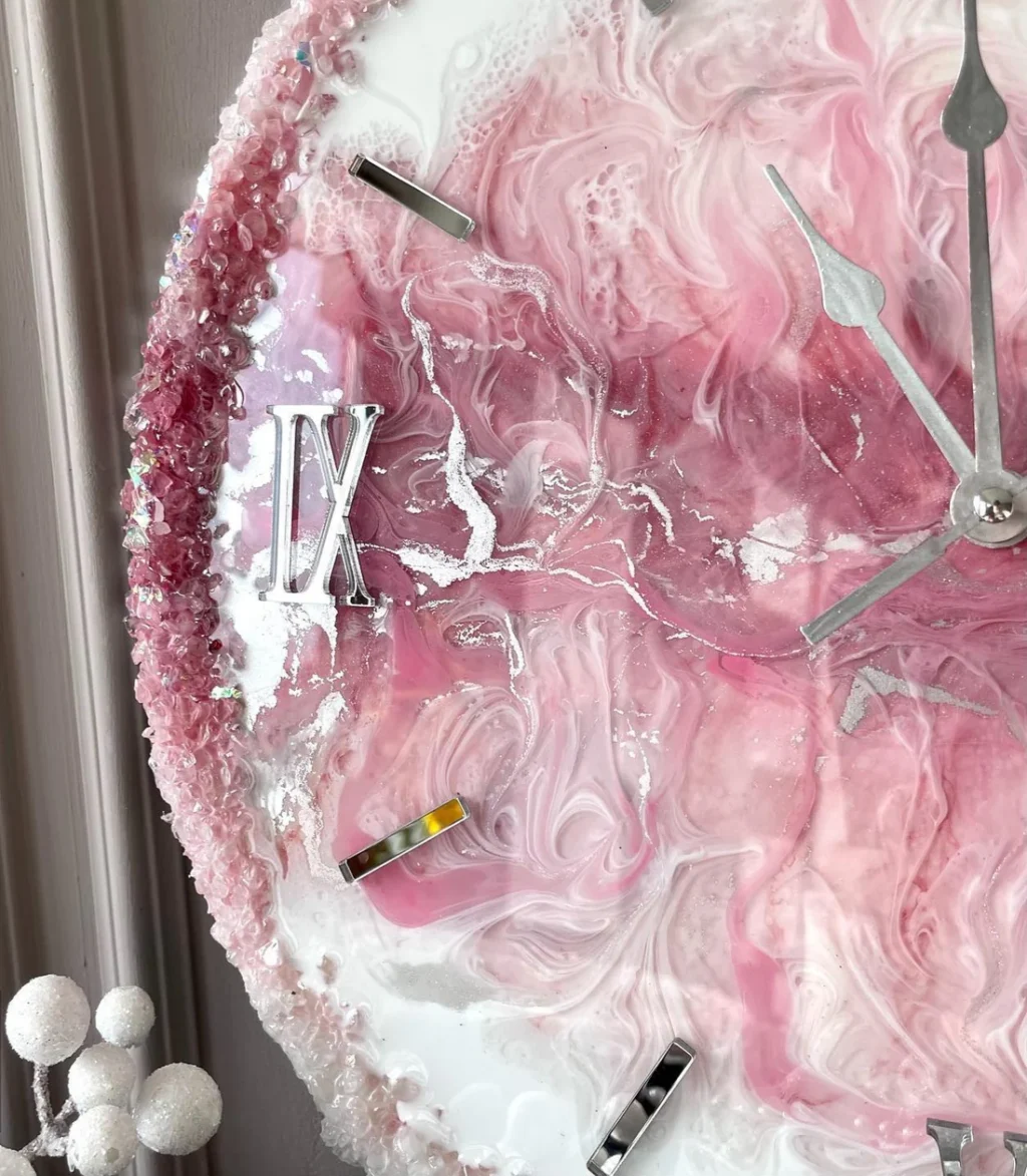 Rose Mist Delight – The Luxury Resin Clock - Image 4