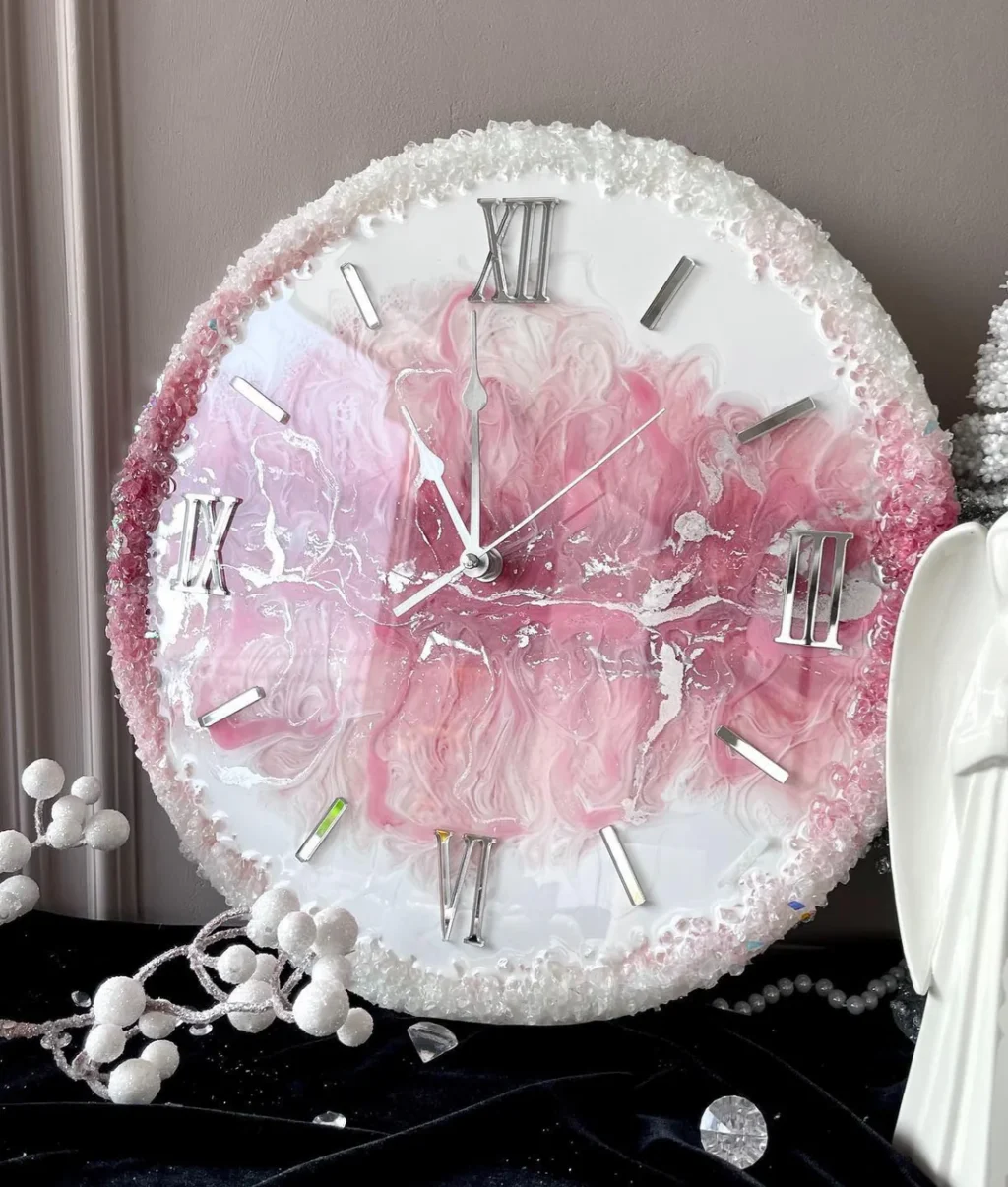 Rose Mist Delight – The Luxury Resin Clock - Image 5