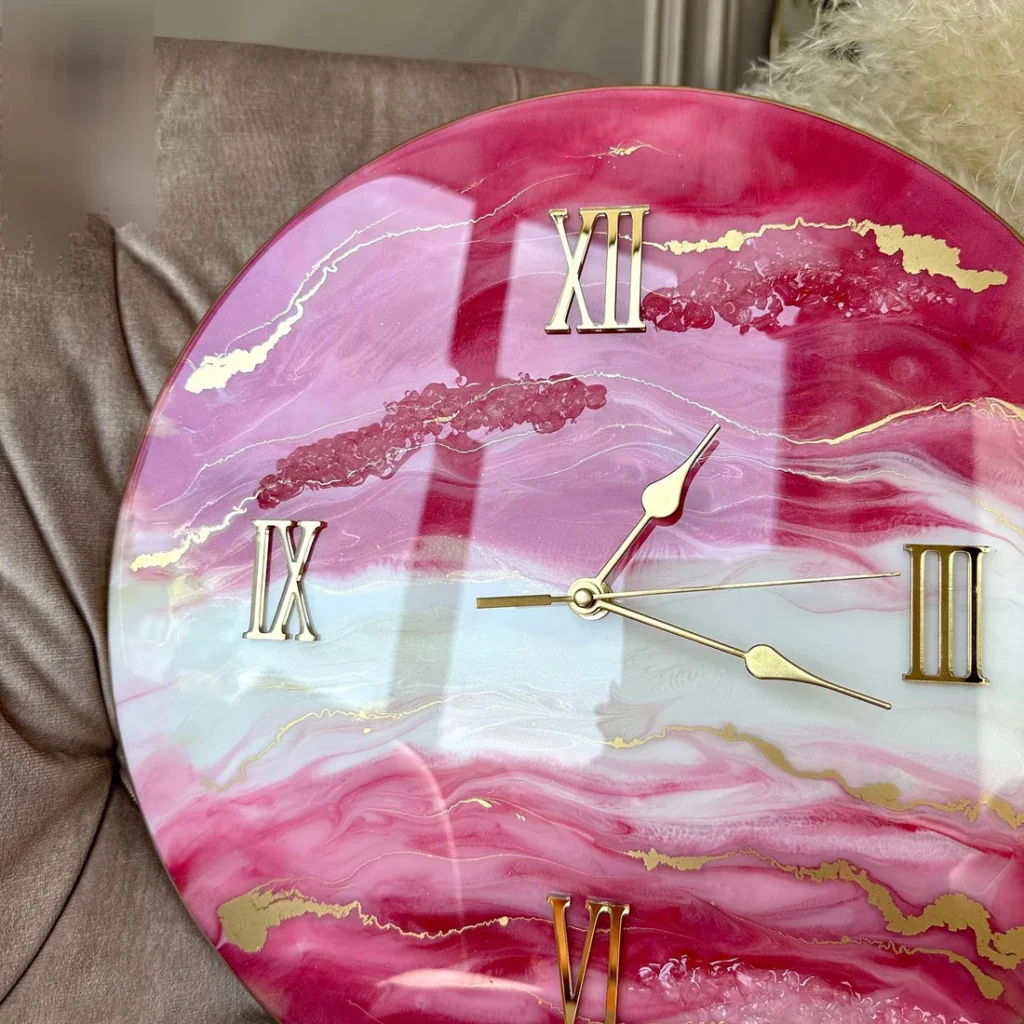 Pink Aura Marble – The Luxury Resinart Wall Clock - Image 5