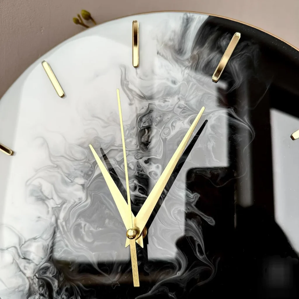 Black & White Symphony – Handcrafted Resin Wall Clock - Image 3