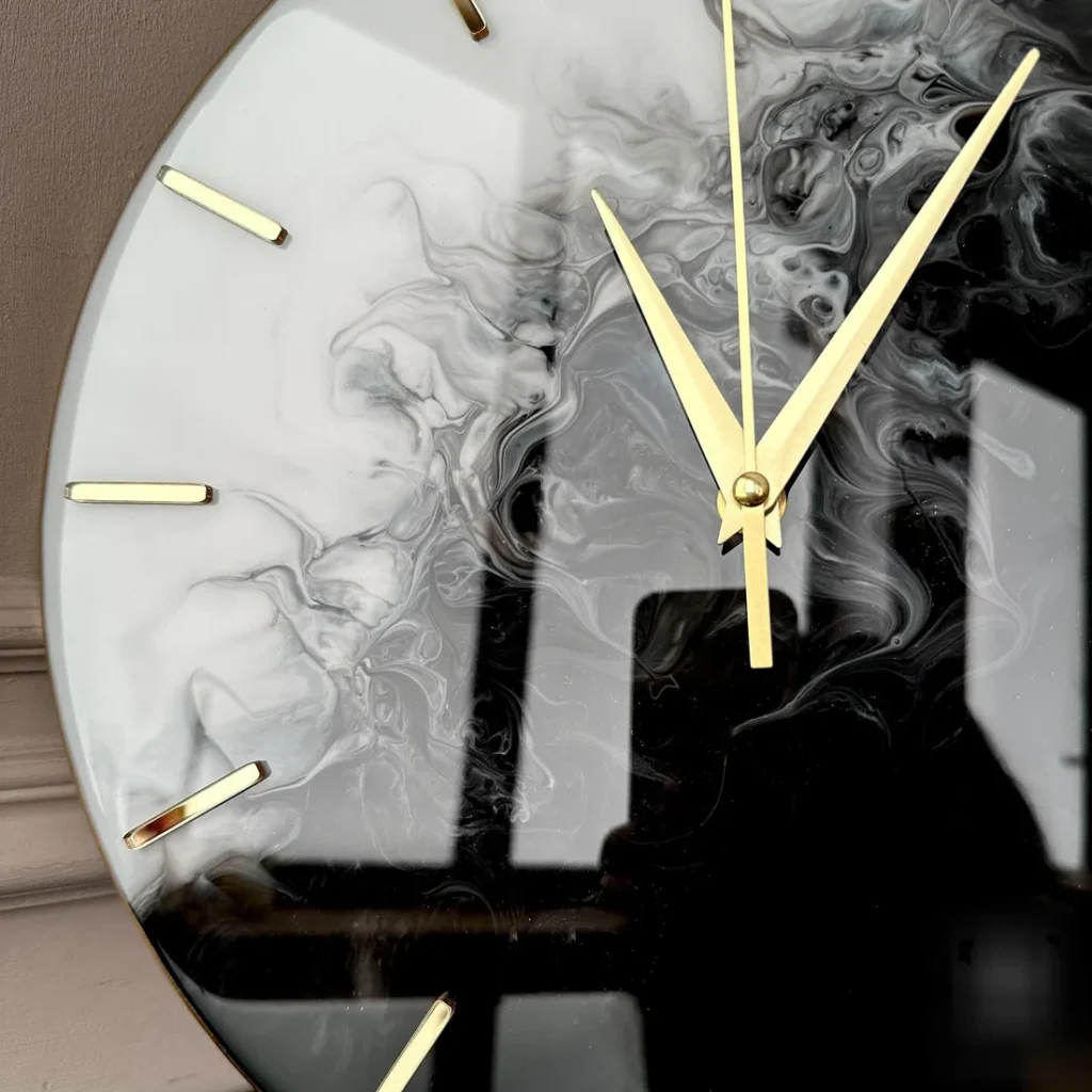 Black & White Symphony – Handcrafted Resin Wall Clock - Image 4