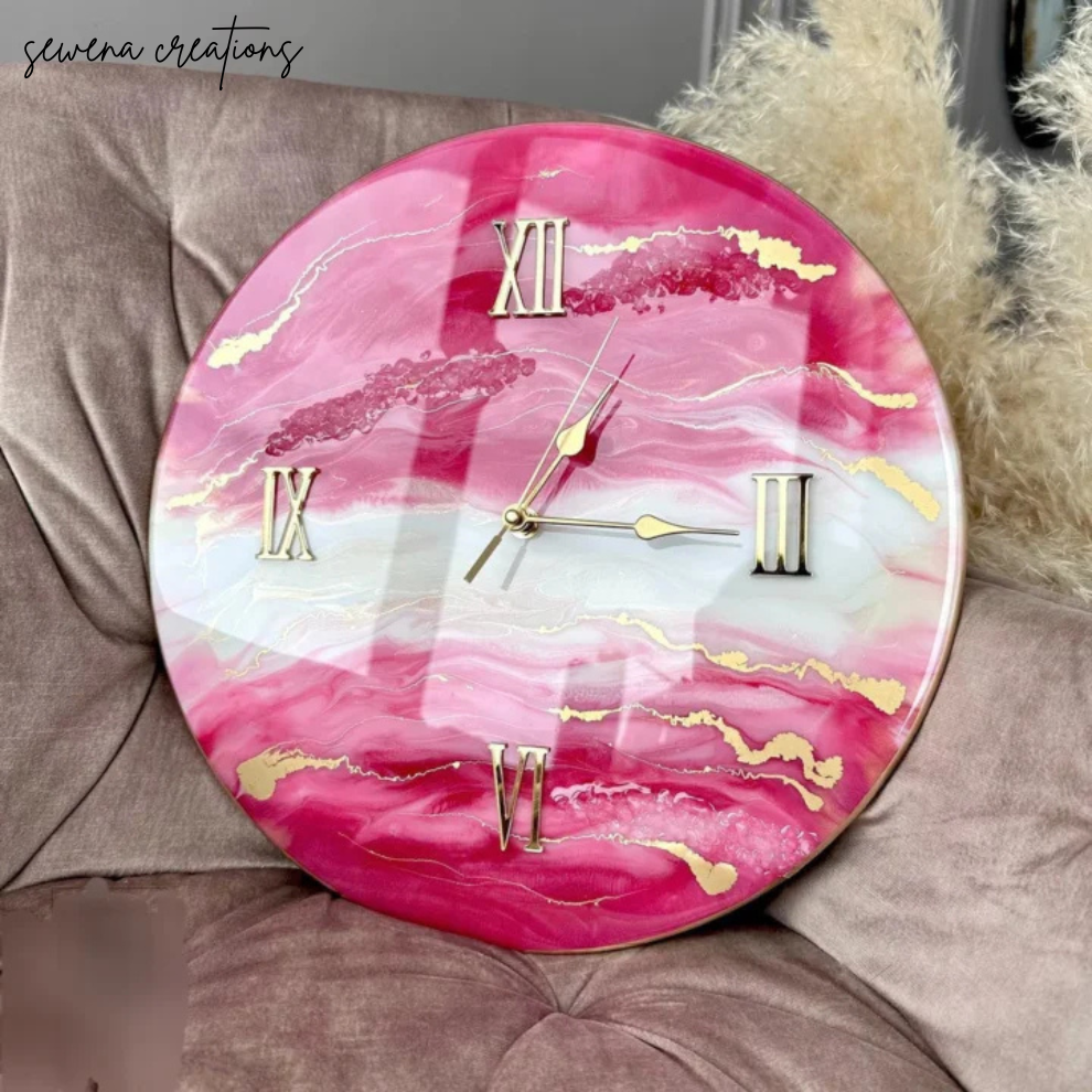 Pink Aura Marble – The Luxury Resinart Wall Clock